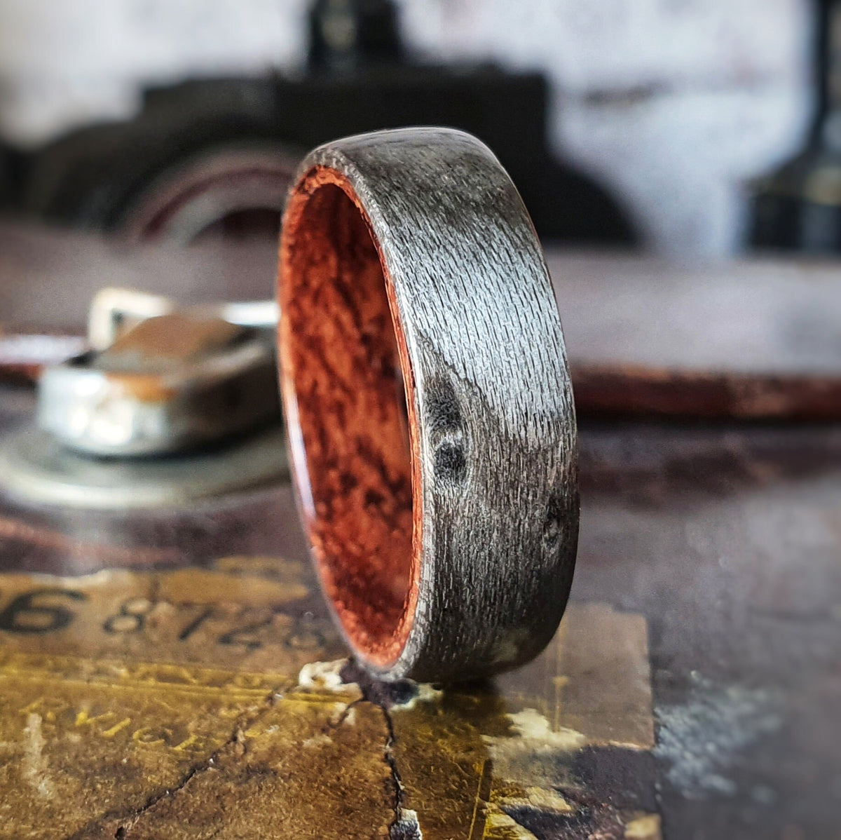 Grey Maple & Bubinga Lined Ring